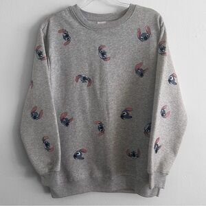 Disney Lilo & Stitch Embroidered Gray Crewneck
Sweatshirt Size L Cozy Pullover
